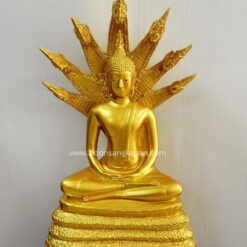 พระประจำวันเสาร์ ( ปางนาคปรก) เนื้อทองเหลือง พ่นทอง ขนาด 9 นิ้ว