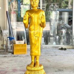 โรงงานพระ-โรงหล่อพระประจำวัน-พระปางห้ามสมุทร-พระพุทธรูป ปางห้ามสมุทร ทองเหลือง พ่นทอง ขนาด 25 นิ้ว สูง 180 ซม.