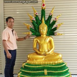 พระพุทธรูป ปางนาคปรก 30 นิ้ว อัลลอยด์ พ่นทอง