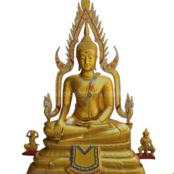 พระพุทธชินราช ทองเหลือง พ่นทอง หน้าตัก 30 นิ้ว ประดับพลอย