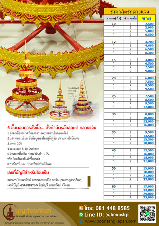 โรงงานทำฉัตร,ฉัตรทองเหลือง,ฉัตรอัลลอยด์ พ่นทอง,ราคาฉัตร,ฉัตรพระประธาน,ฉัตรในร่ม,ฉัตรสวยงาม,