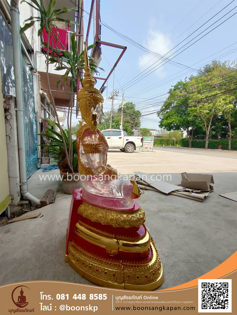 พระแก้วเรซิ่น ปิดทอง สีใส หน้าตัก 30 นิ้ว