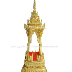 บุษบกไม้สัก,โรงงานทำบุษบก ขนาด 8 นิ้ว,บุษบกบรรจุพระธาตุ แบบปิดทองทั้งหลัง