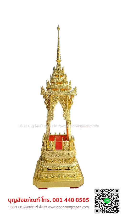 บุษบกไม้สัก,โรงงานทำบุษบก ขนาด 8 นิ้ว,บุษบกบรรจุพระธาตุ แบบปิดทองทั้งหลัง