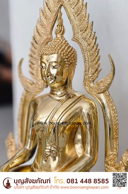 พระพุทธชินราช ทองเหลือง ขัดเงา หน้าตัก 12 นิ้ว