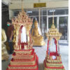 บุษบกไม้สัก แกะลายปิดทองเค ขนาด 15 นิ้ว