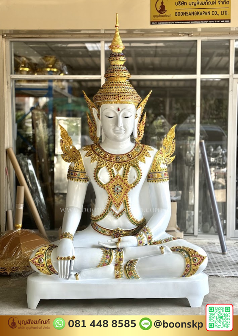 พระจักรพรรดิ์ ทองเหลือง สีขาวมุก หน้าตัก 60 นิ้ว