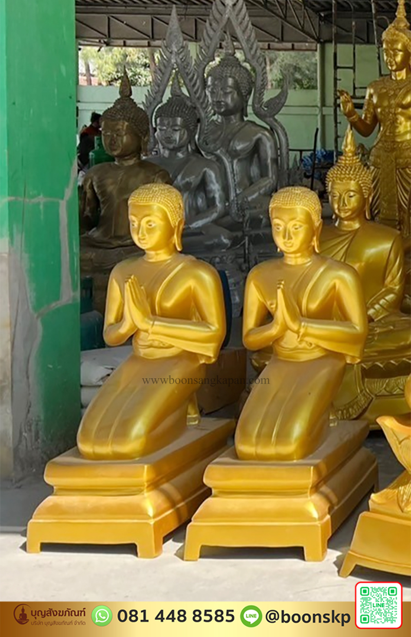 พระโมคคัลลานะ พระสารีบุตร ทองเหลือง พ่นทอง ขนาด 30 นิ้ว (นั่ง)