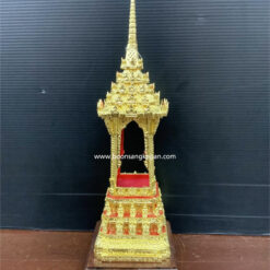 บุษบก ไม้สัก ขนาดเล็ก ปิดทองคำแท้