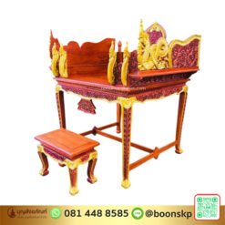 ธรรมมาสน์ ไม้สัก แกะลายพญานาค 2 ชั้น