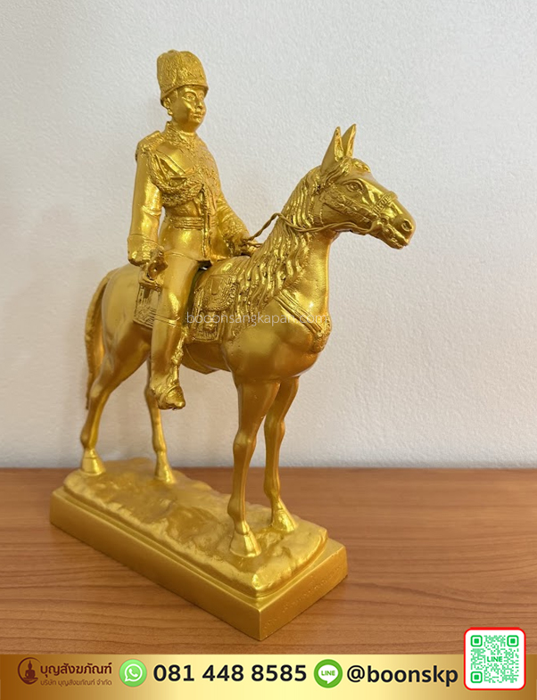 ราชกาลที่ 5 เนื้อทอง เหลือง พ่นทอง ขนาด 5 นิ้ว ทรงม้า
