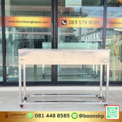 กระถางธูป สแตนเลส แบบมีฝาปิด ขนาดความยาว 120 ซม. ลึก 30ซม. สูงรวม 80 ซม.