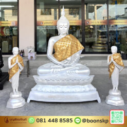 พระพุทธรูป เนื้อทองเหลือง พ่นสีขาวมุก หน้าตัก 40 นิ้ว ปางสมาธิ