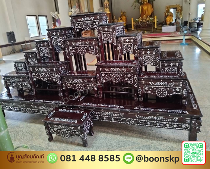 โต๊ะหมู่บูชา หมู่มุกไม้เต็ง หมู่ 15 หน้า 10 นิ้ว