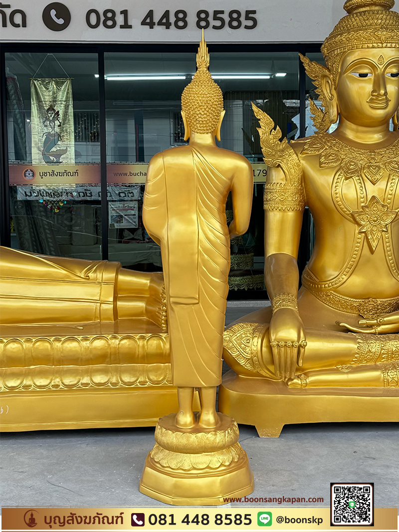 โรงหล่อพระประจำวัน-โรงงานพระประจำวัน-พระประจำวันพุธ ปางอุ้มบาตร เนื้ออัลลอยด์ พ่นทอง ขนาด 30 นิ้ว