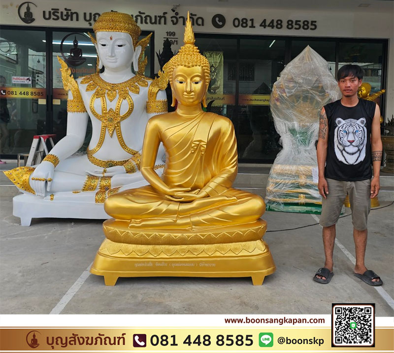 โรงหล่อพระ-โรงงานพระ-พระพุทธรูป เนื้อทองเหลือง พ่นทอง หน้าตัก 50 นิ้ว