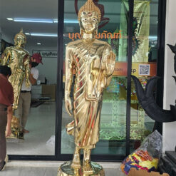โรงงานพระ-โรงหล่อพระ-พระปางลีลา-พระปางลีลา เนื้อทองเหลือง ขัดเงา ขนาด 25 นิ้ว ความสูง 2.10 เมตร